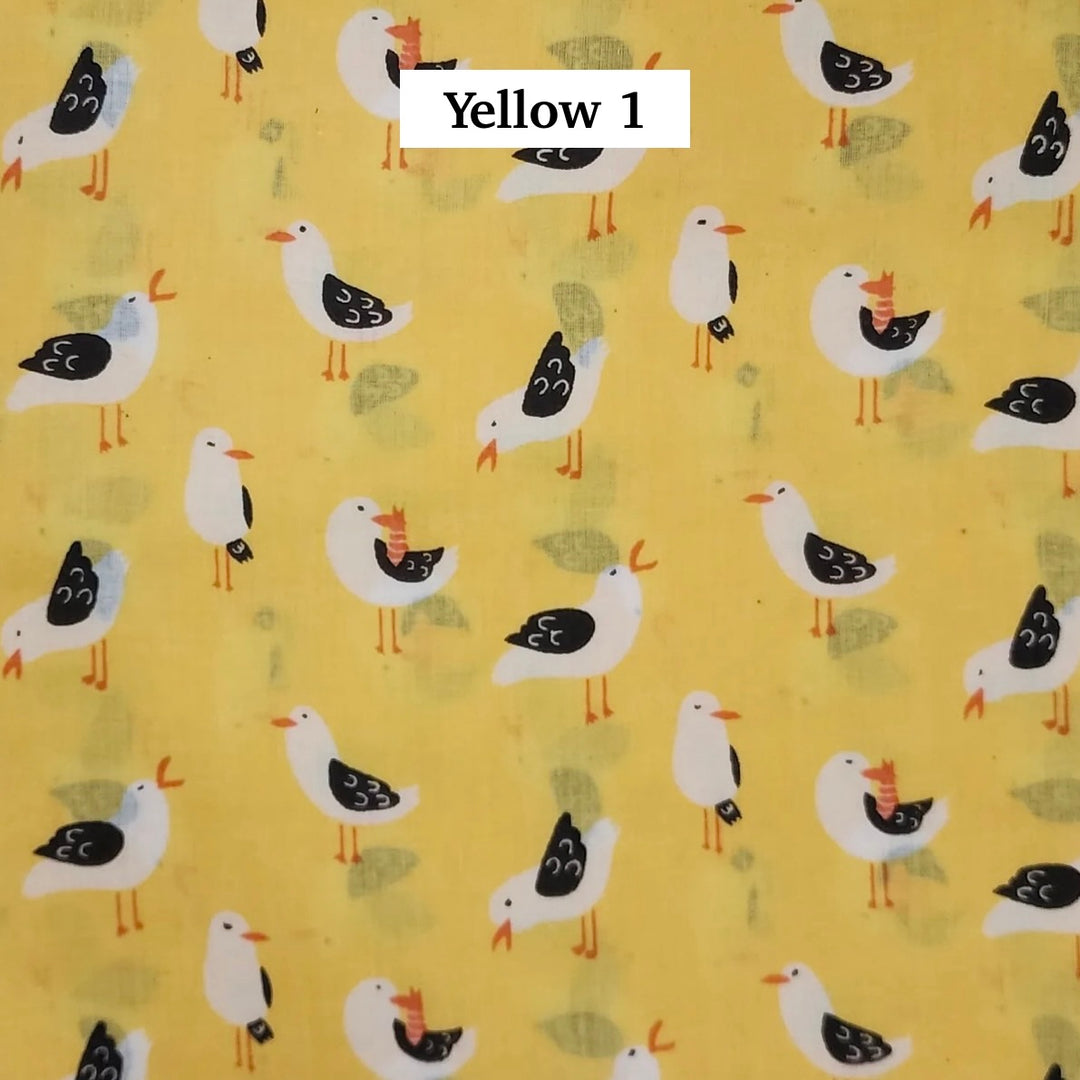Block Printed Indian Cotton Fabric by the 1/4 Yard - Yellow 1