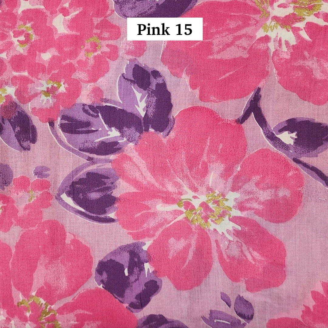 Block Printed Indian Cotton Fabric by the 1/4 Yard - Pink 15