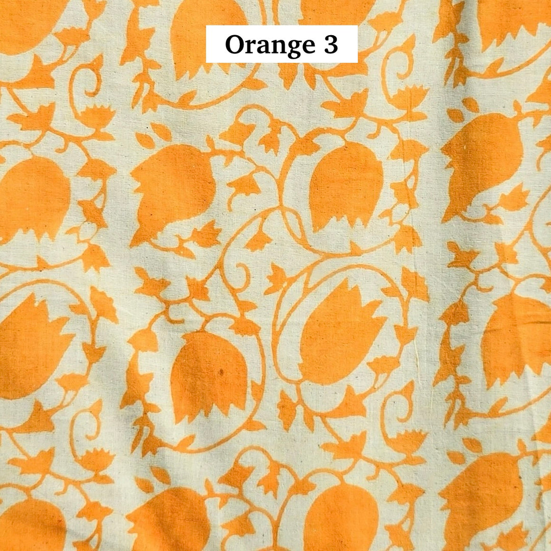 Block Printed Indian Cotton Fabric by the 1/4 Yard - Orange 3