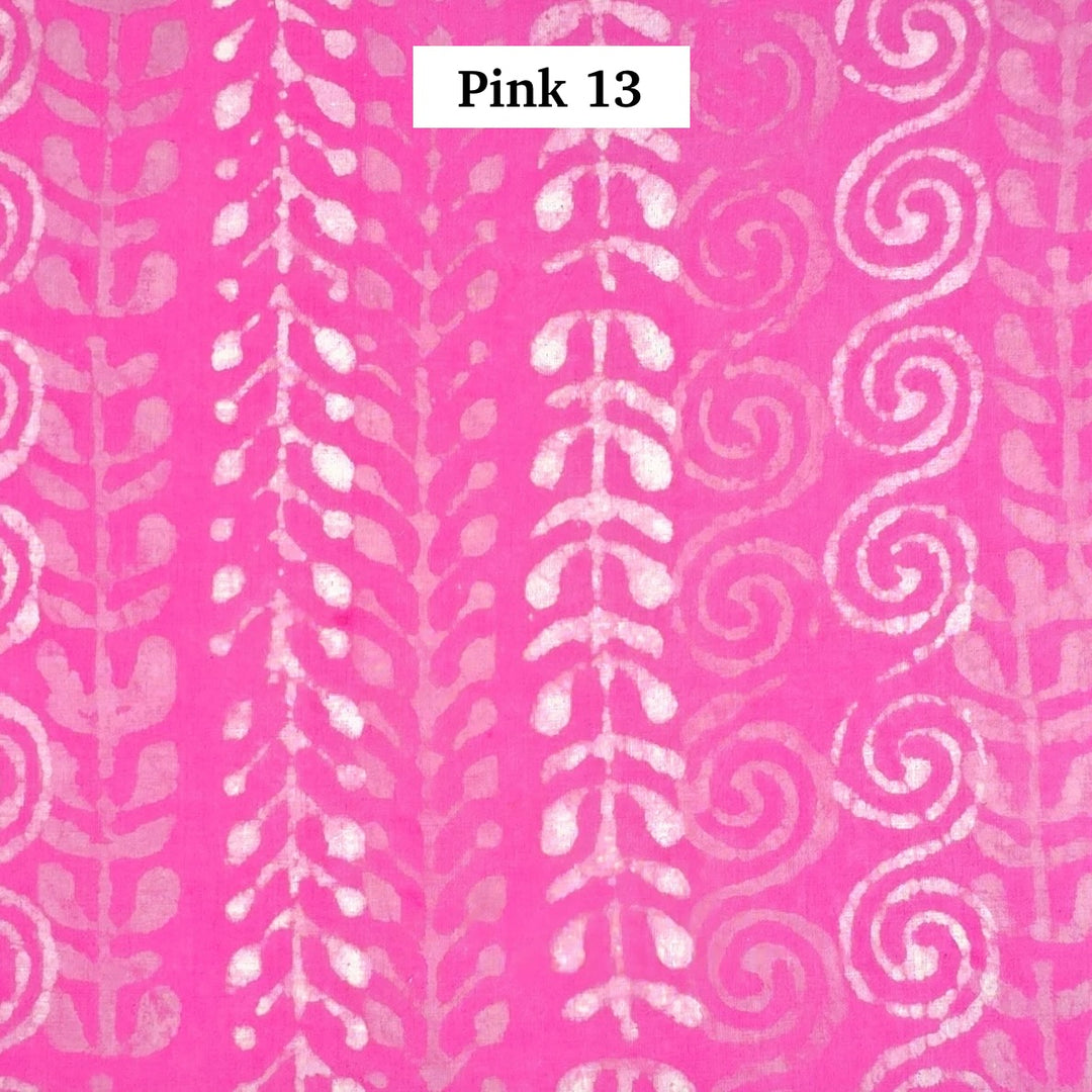 Block Printed Indian Cotton Fabric by the 1/4 Yard - Pink 13