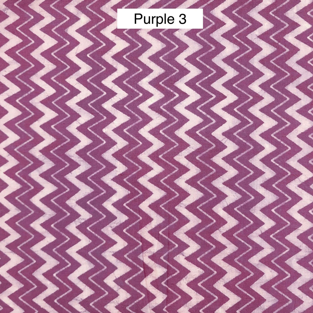 Block Printed Indian Cotton Fabric by the 1/4 Yard - Purple 3