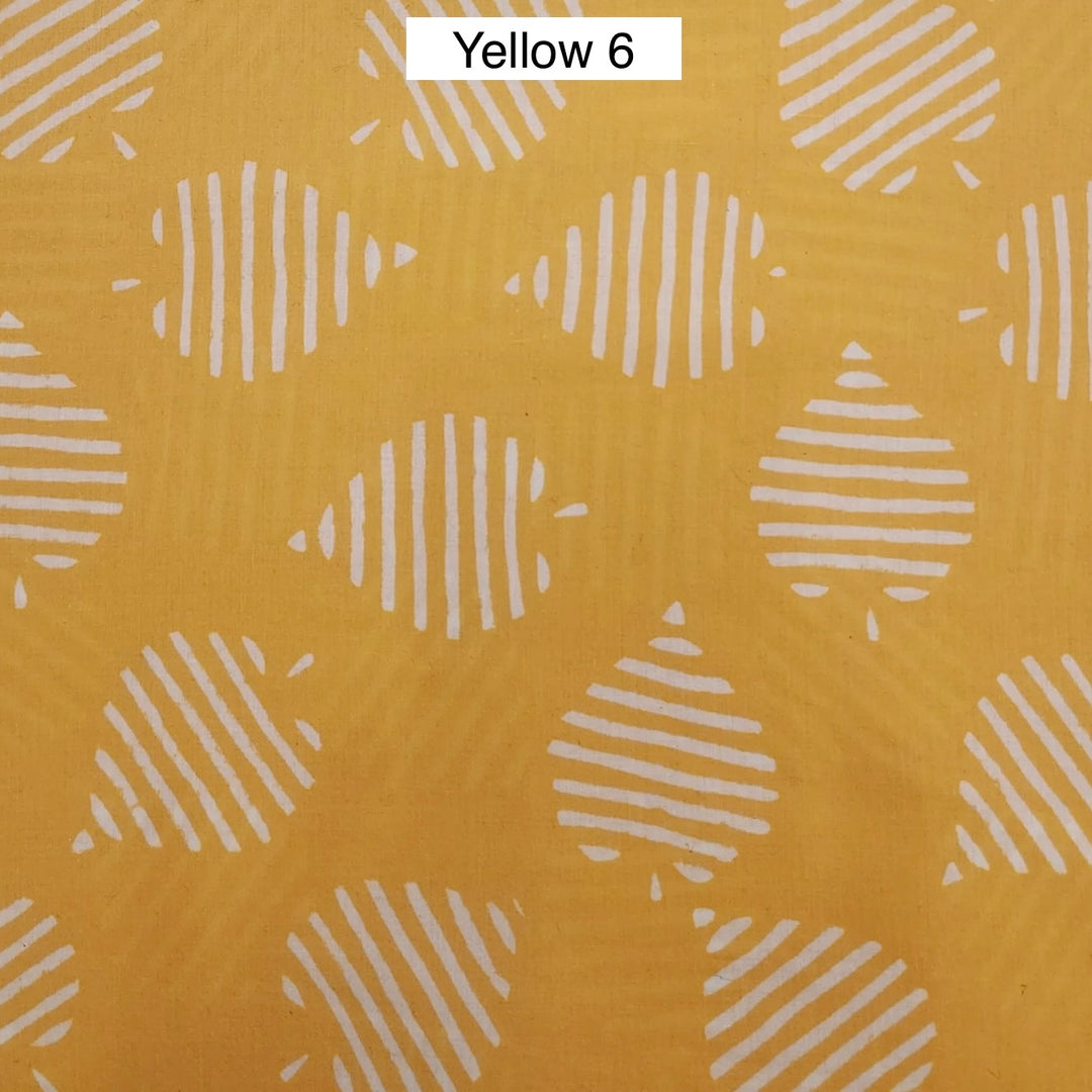 Block Printed Indian Cotton Fabric by the 1/4 Yard - Yellow 6