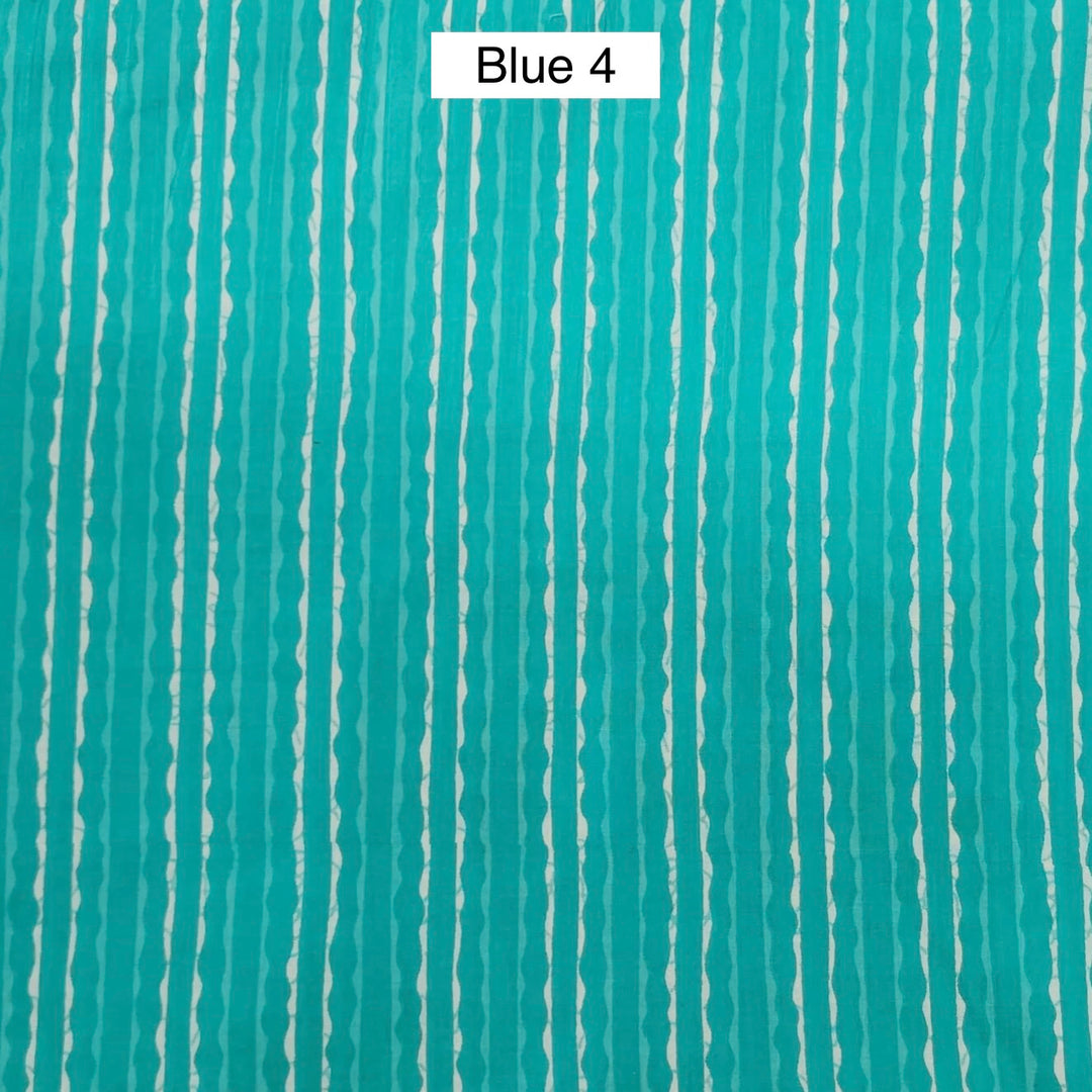 Block Printed Indian Cotton Fabric by the 1/4 Yard - Blue 4