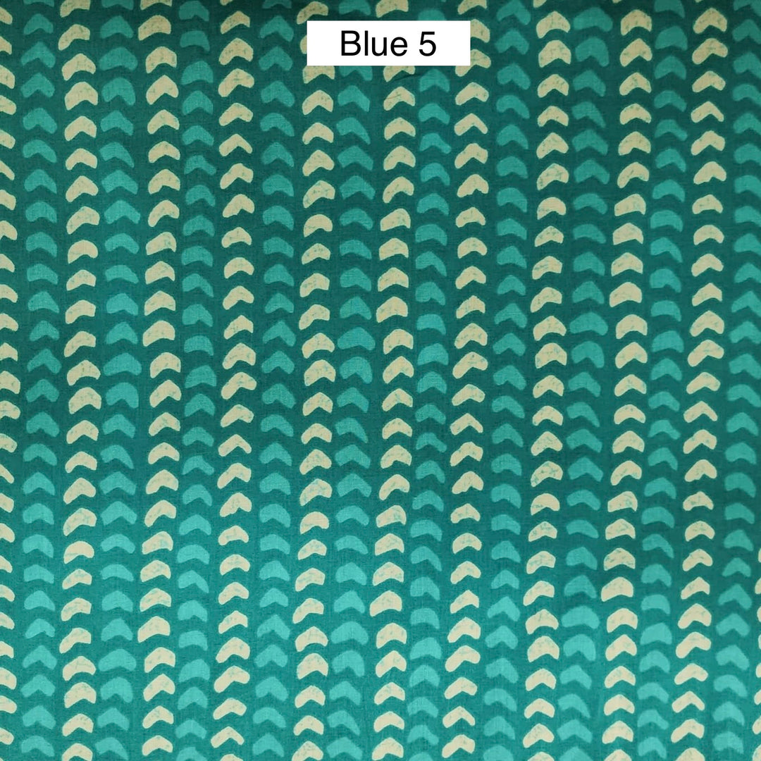 Block Printed Indian Cotton Fabric by the 1/4 Yard - Blue 5
