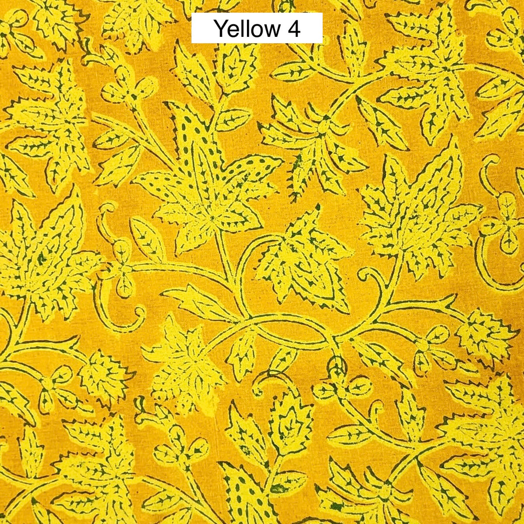 Block Printed Indian Cotton Fabric by the 1/4 Yard - Yellow 4