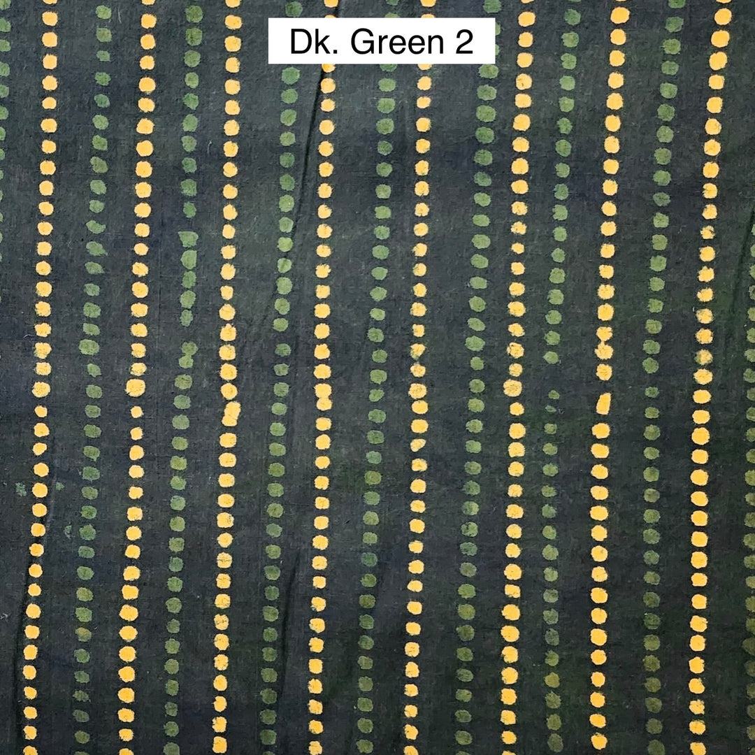 Block Printed Indian Cotton Fabric by the 1/4 Yard - Dk. Green 2