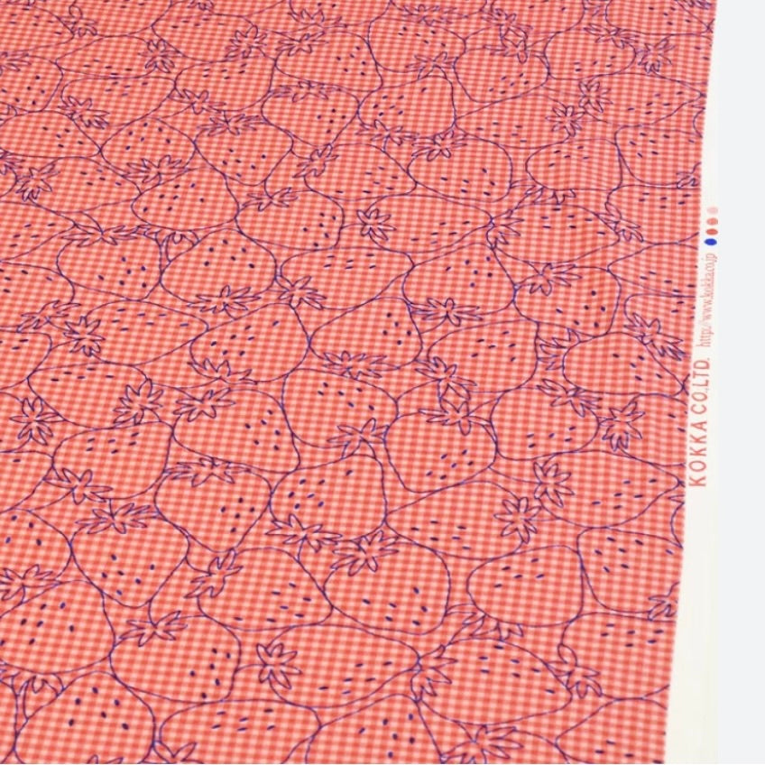 Kokka Picnic by the 1/4 Yard - Red Strawberries
