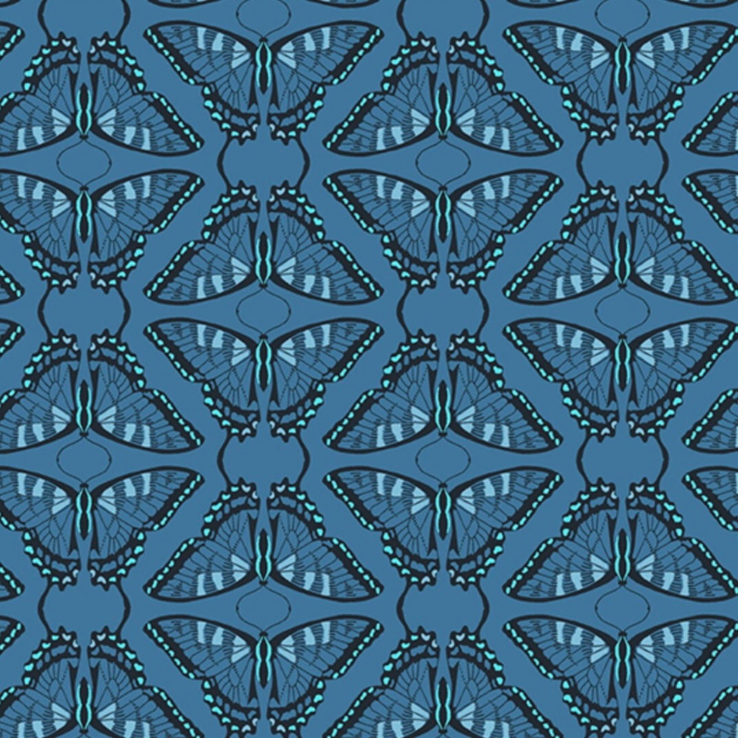 Flora and Fauna by the 1/4 Yard - Tonal Navy