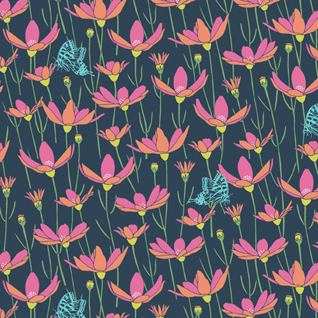 Flora and Fauna by the 1/4 Yard - Navy