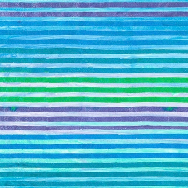 World of Stripes Batiks by the 1/4 Yard - Peacock