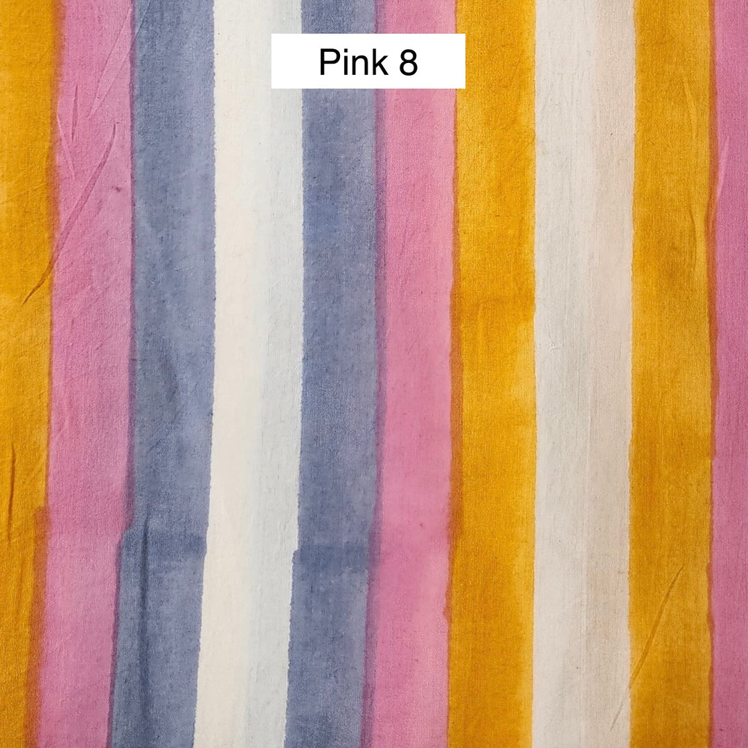 Block Printed Indian Cotton Fabric by the 1/4 Yard - Pink 8