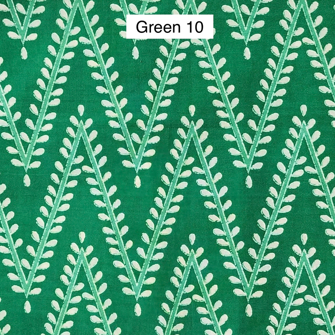 Block Printed Indian Cotton Fabric by the 1/4 Yard - Green 10
