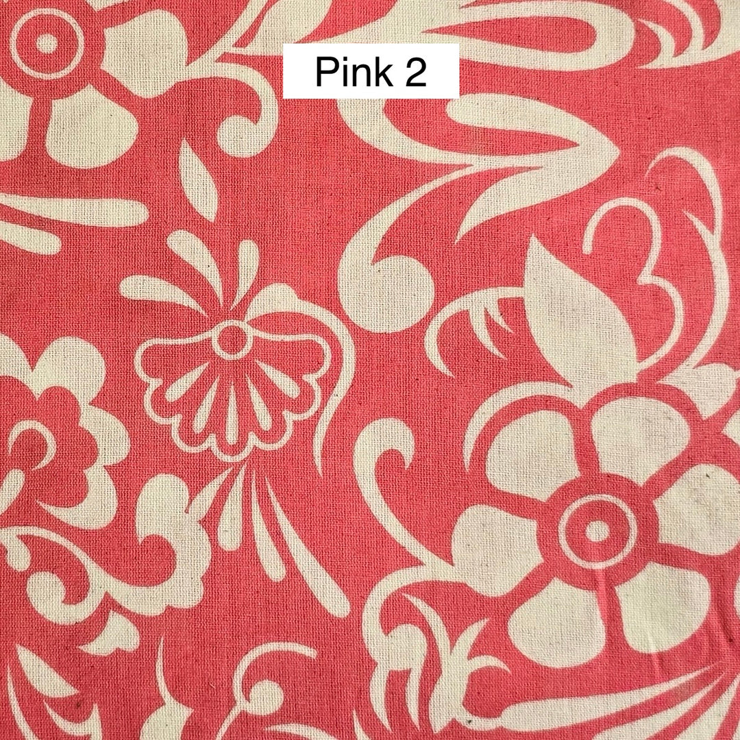 Block Printed Indian Cotton Fabric by the 1/4 Yard - Pink 2