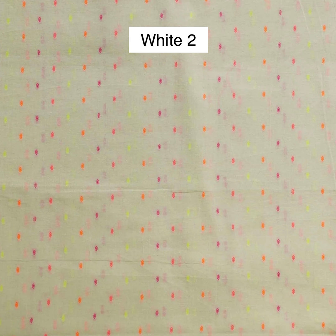 Block Printed Indian Cotton Fabric by the 1/4 Yard - White 2