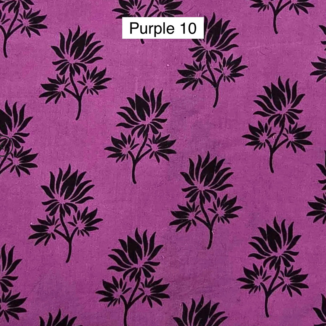 Block Printed Indian Cotton Fabric by the 1/4 Yard - Purple 10