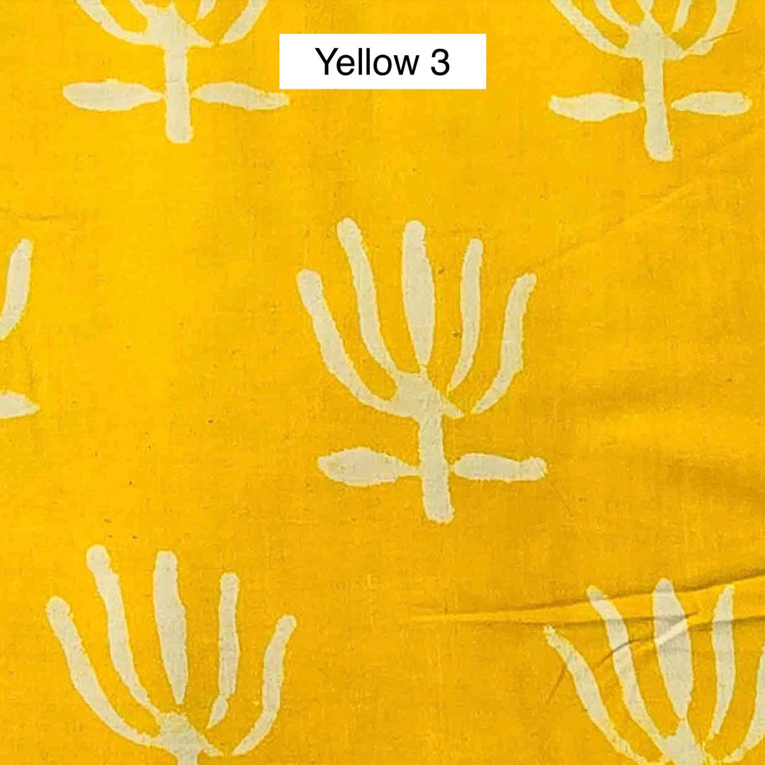 Block Printed Indian Cotton Fabric by the 1/4 Yard - Yellow 3