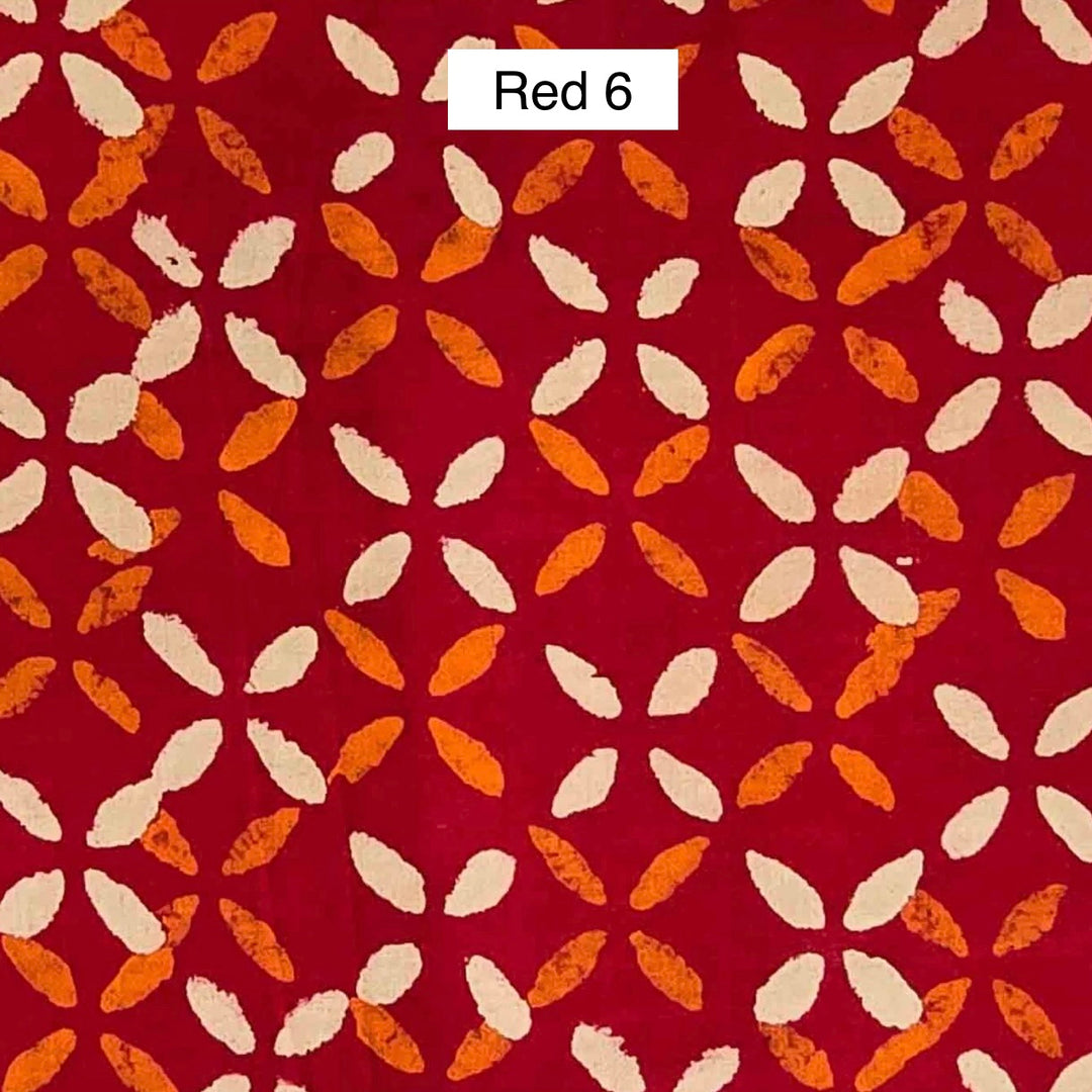 Block Printed Indian Cotton Fabric by the 1/4 Yard - Red 6