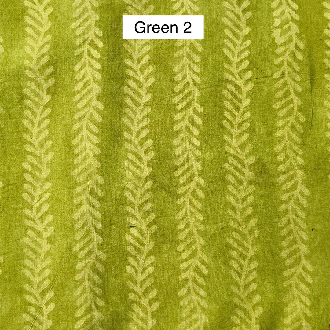 Block Printed Indian Cotton Fabric by the 1/4 Yard - Green 2
