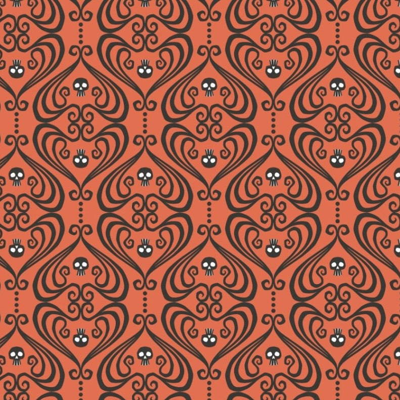 Gothic Whimsy by the 1/4 Yard - Ornaments Orange