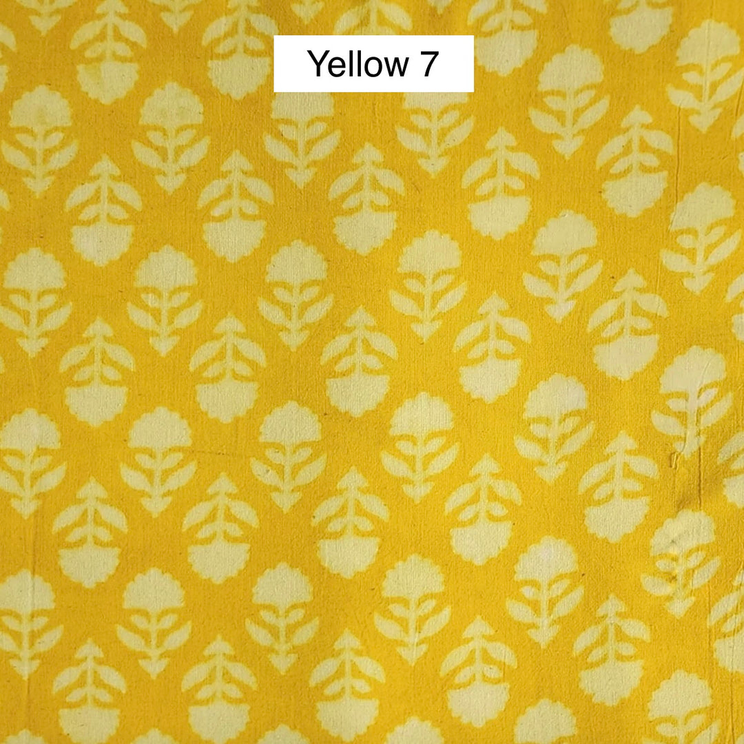 Block Printed Indian Cotton Fabric by the 1/4 Yard - Yellow 7