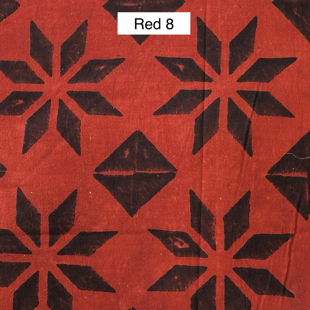 Block Printed Indian Cotton Fabric by the 1/4 Yard - Red 8