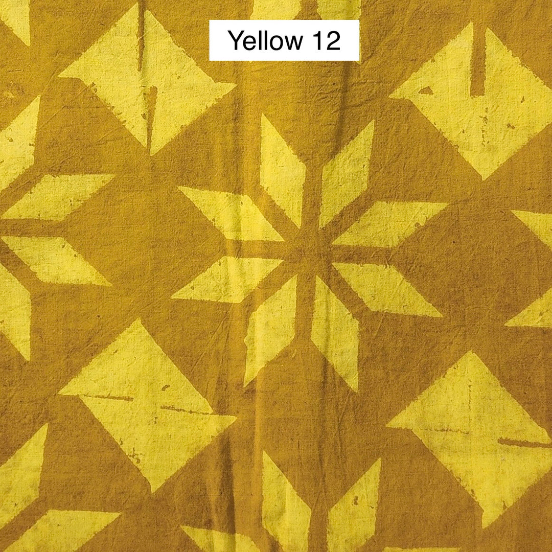 Block Printed Indian Cotton Fabric by the 1/4 Yard - Yellow 12
