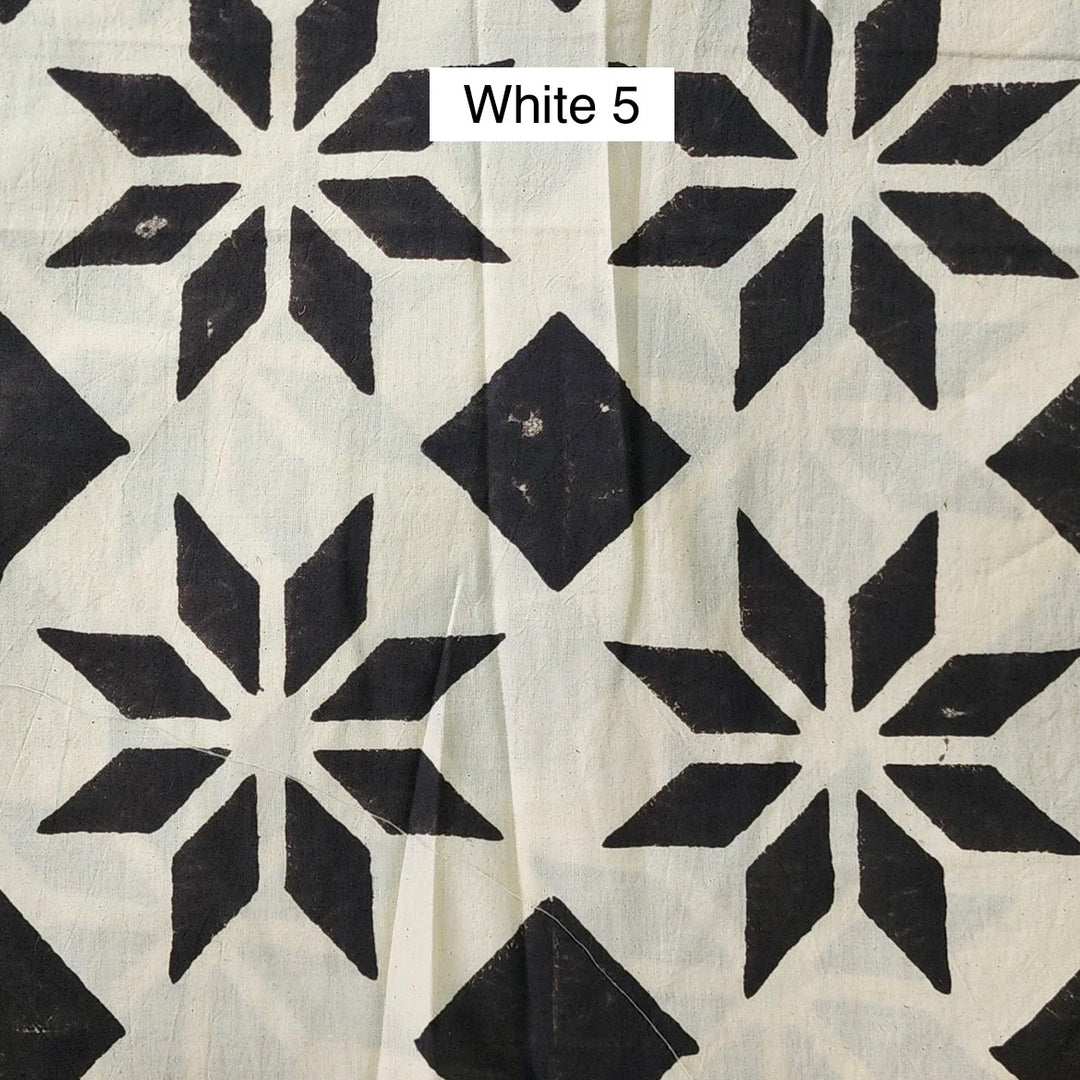 Block Printed Indian Cotton Fabric by the 1/4 Yard - White 5