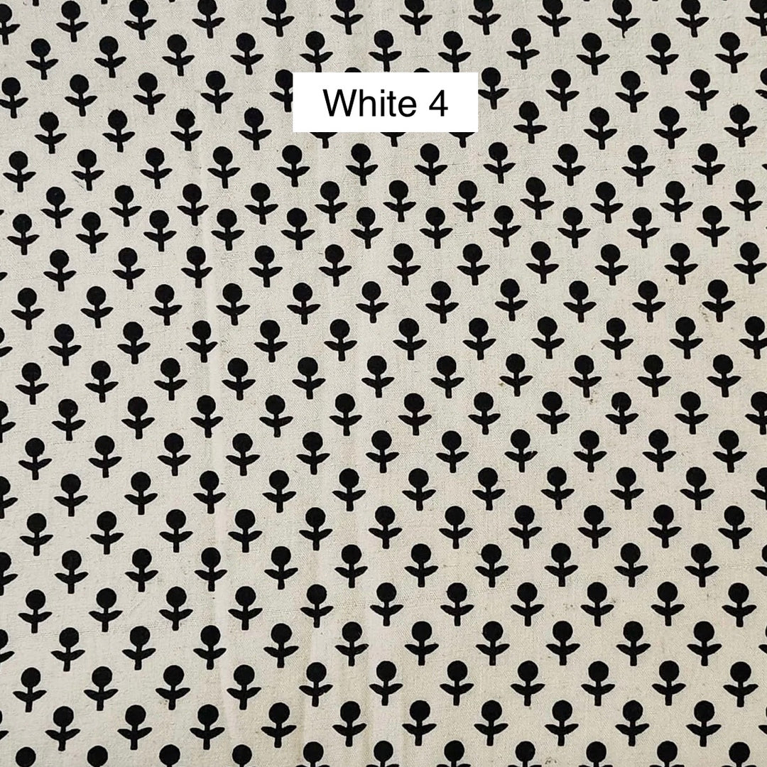 Block Printed Indian Cotton Fabric by the 1/4 Yard - White 4