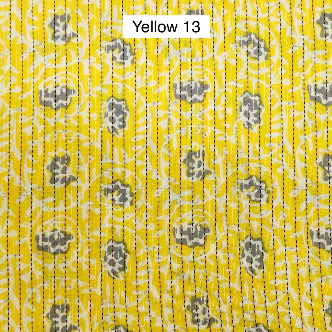 Block Printed Indian Cotton Fabric by the 1/4 Yard - Yellow 13