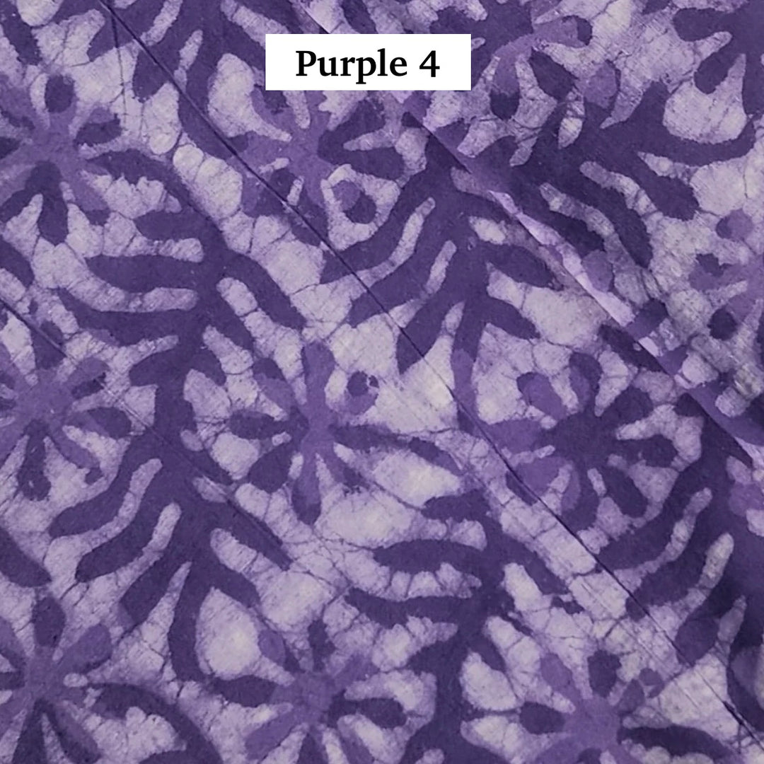 Block Printed Indian Cotton Fabric by the 1/4 Yard - Purple 4