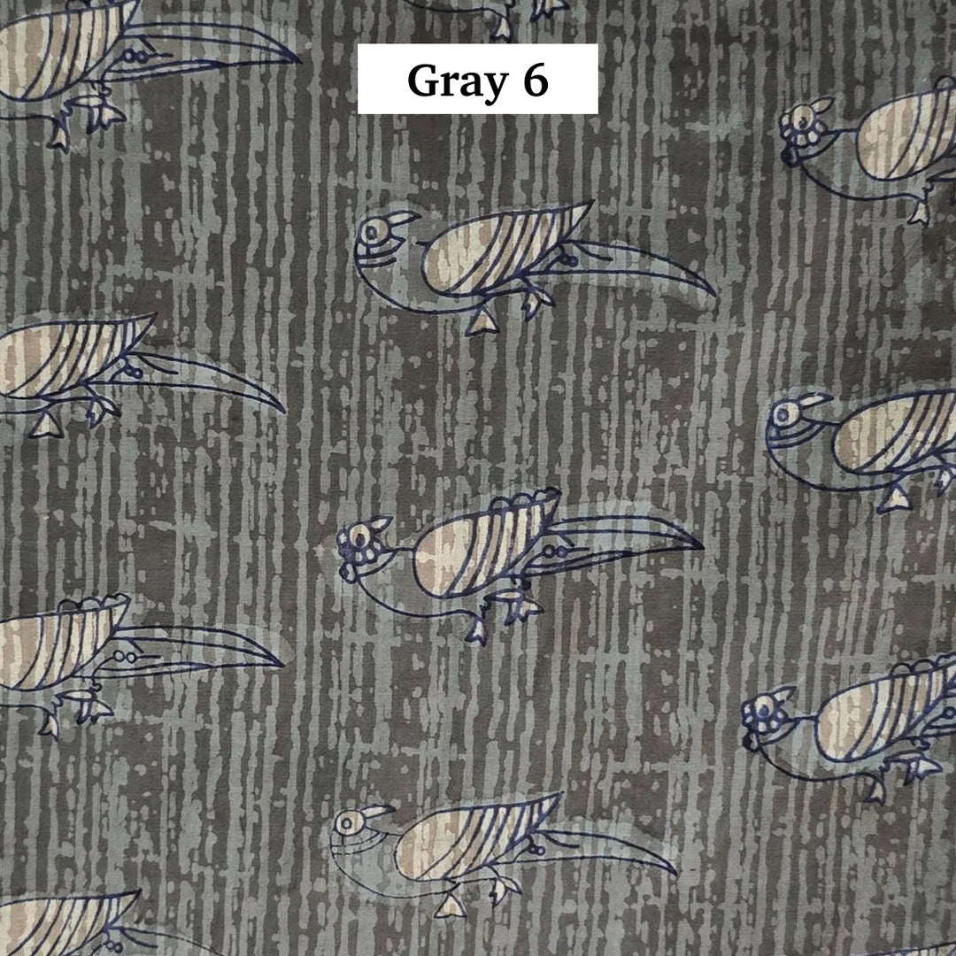 Block Printed Indian Cotton Fabric by the 1/4 Yard - Gray 6