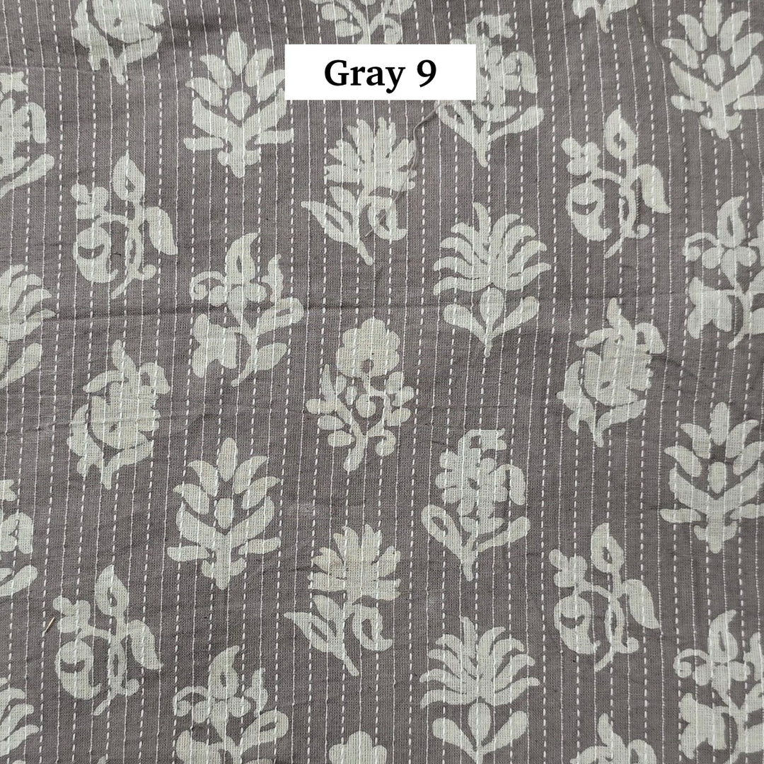 Block Printed Indian Cotton Fabric by the 1/4 Yard - Gray 9