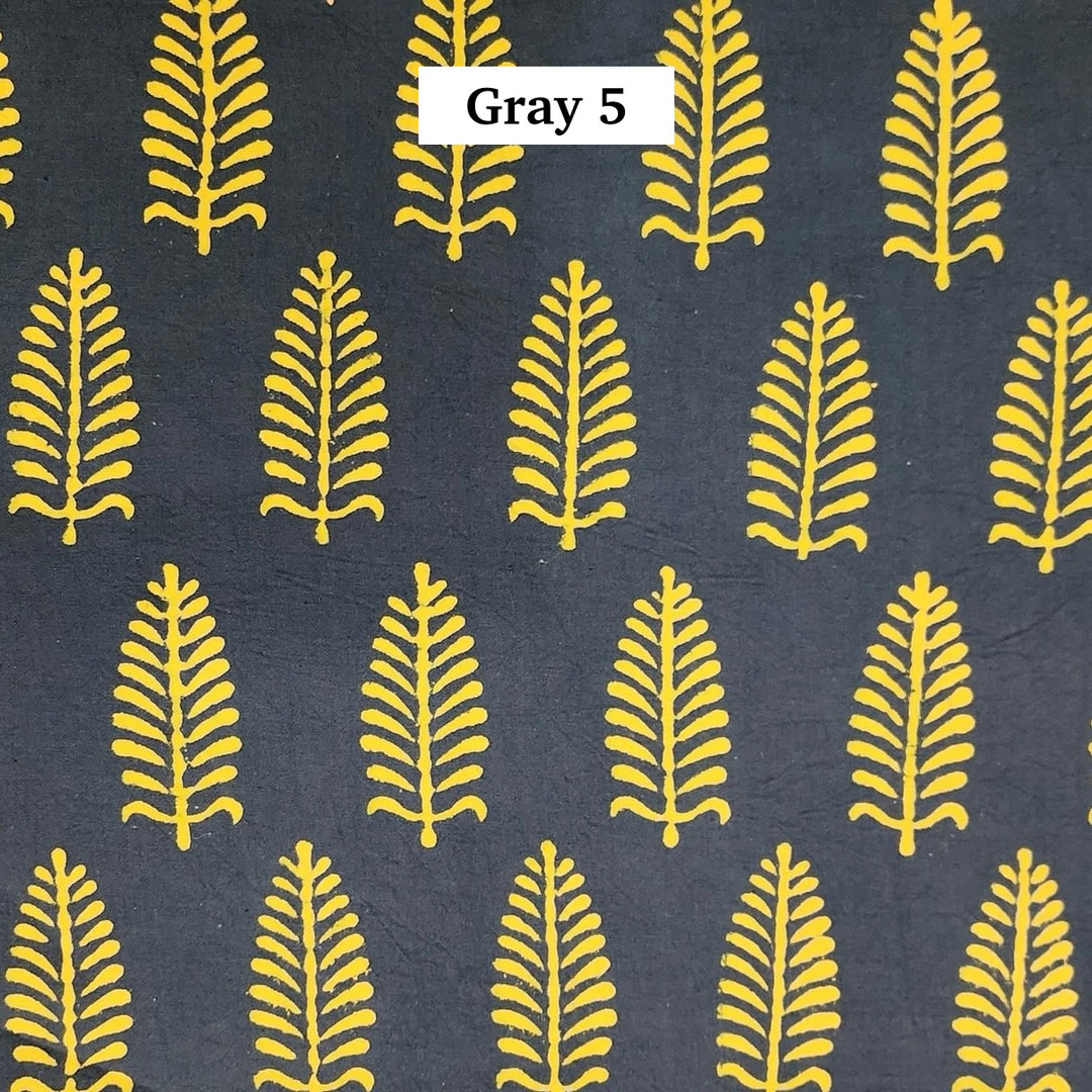 Block Printed Indian Cotton Fabric by the 1/4 Yard - Gray 5
