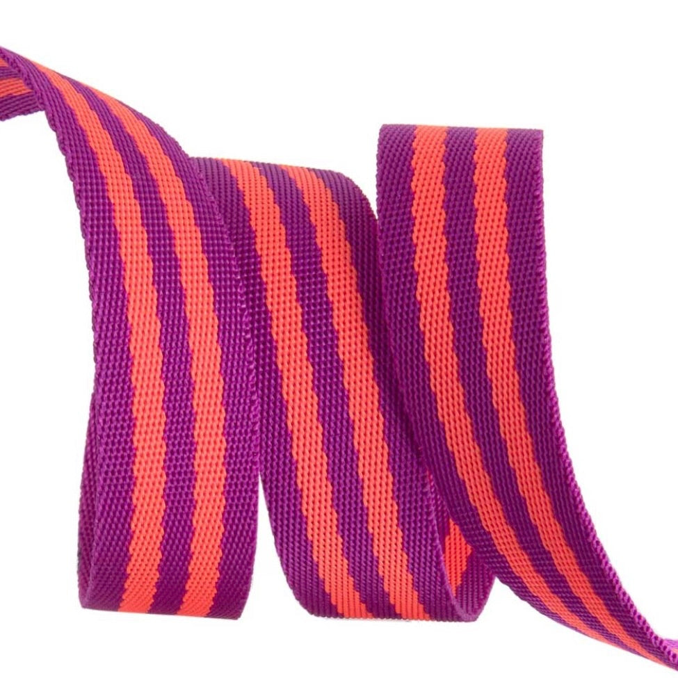 Tula Pink Webbing 1 in - Watermelon & Plum