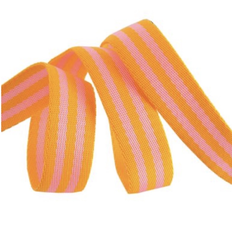 Tula Pink Webbing 1 in - Pink & Orange