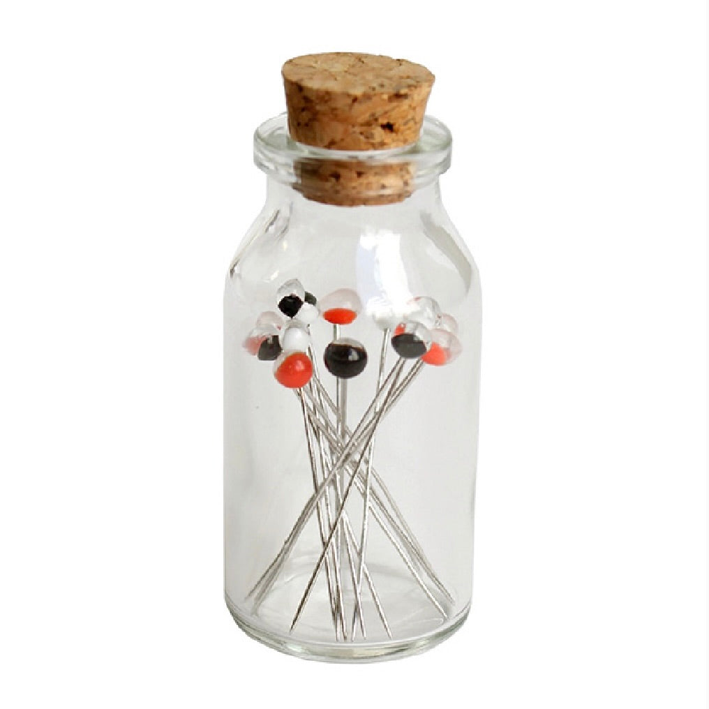 Hiroshima Glass Head Pins - Black & Orange