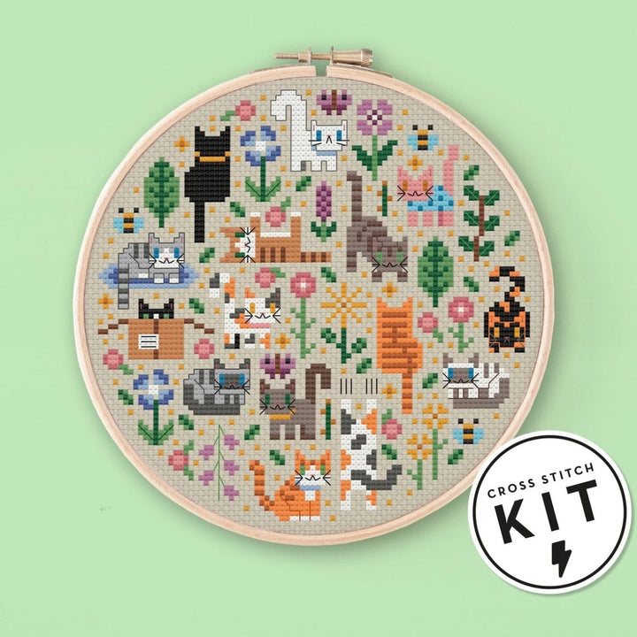 Mini Cat Garden Cross Stitch Kit