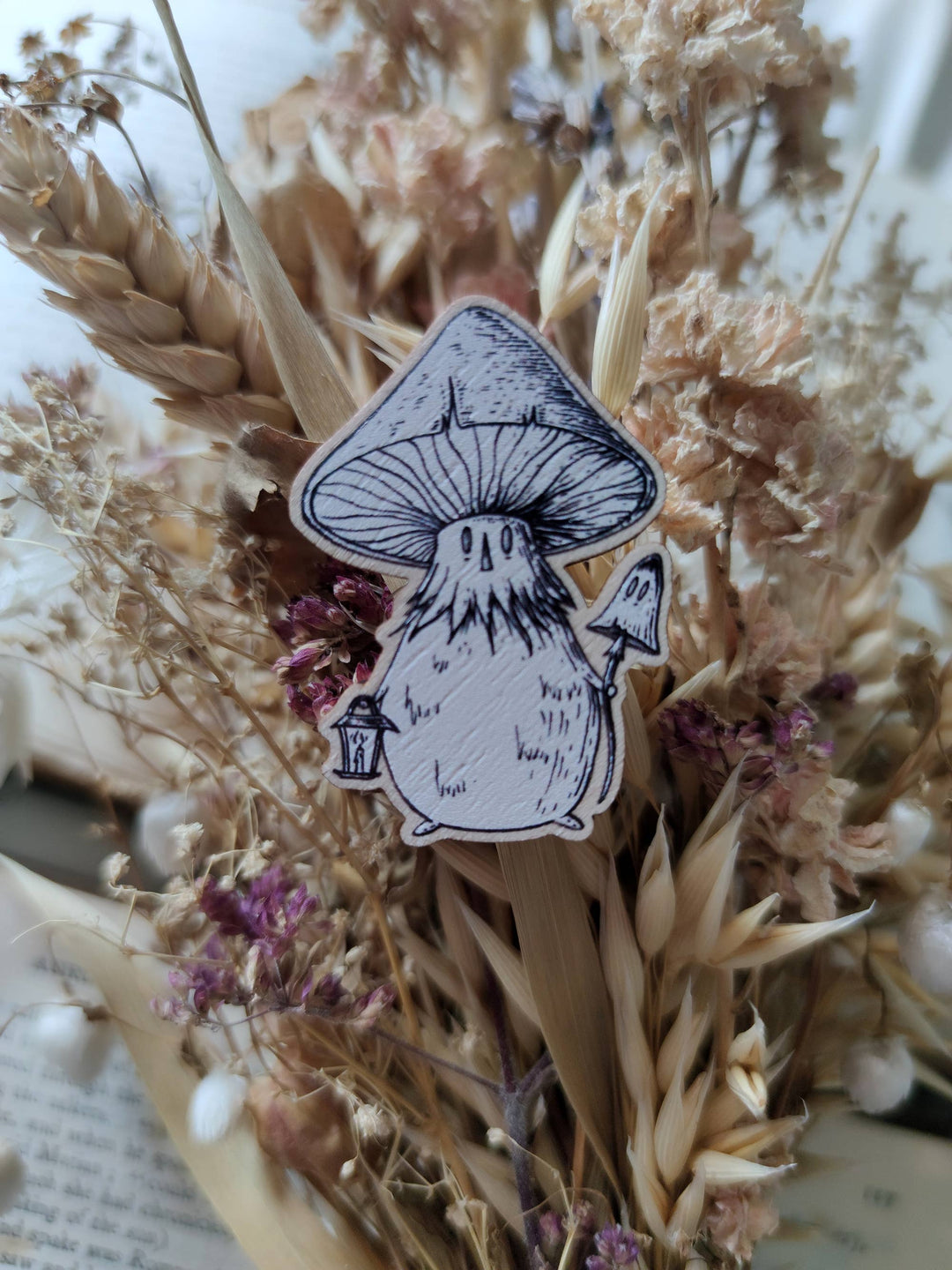 Mushroom Spirit Wooden Pin
