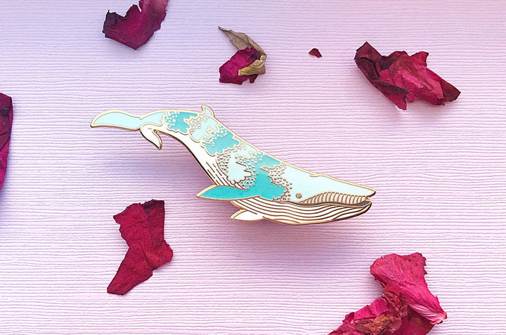 Bioluminescence Bryde's Whale Glow in the Dark Enamel Pin