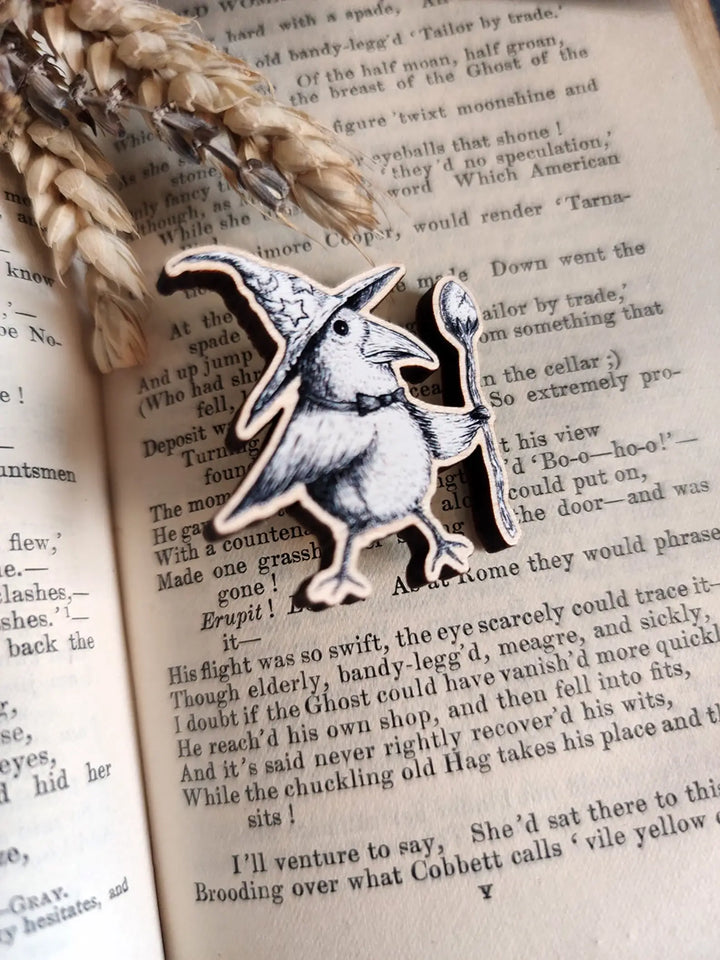 Egg Wizard Wooden Pin Badge
