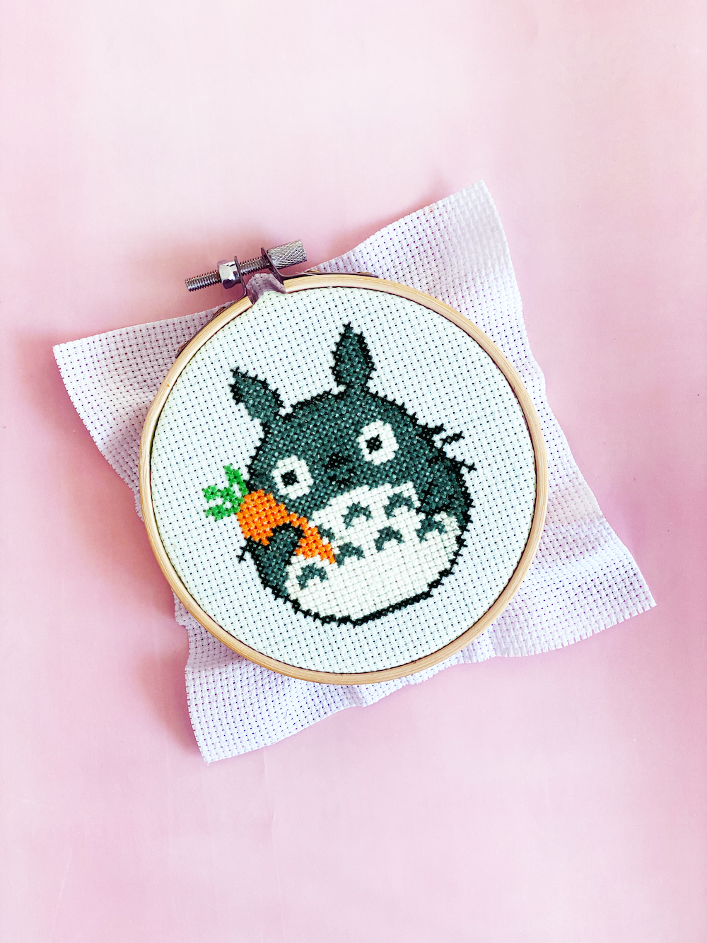 Totoro with Carrot Cross Stitch Kit