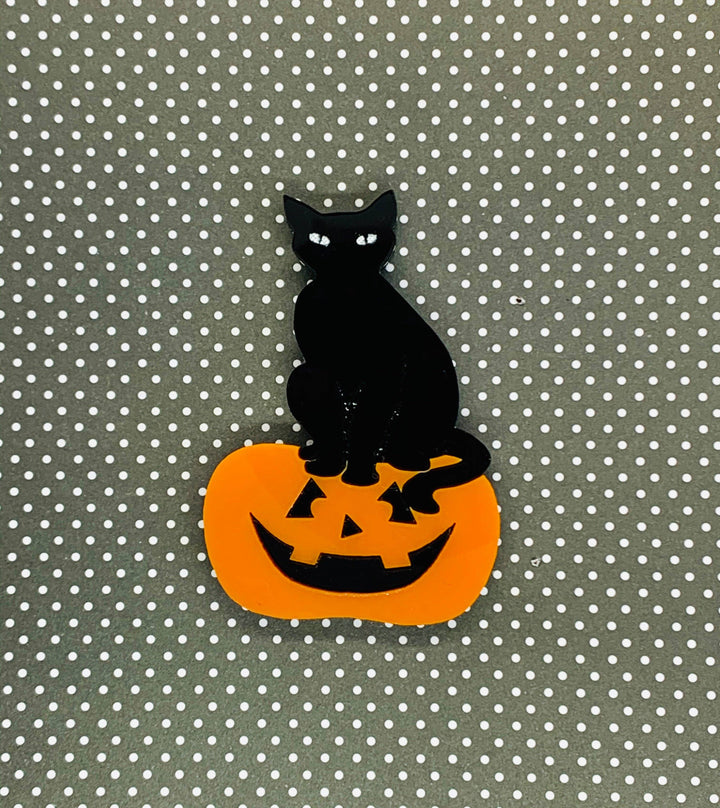 Black Cat Jack ‘O’ Lantern Brooch