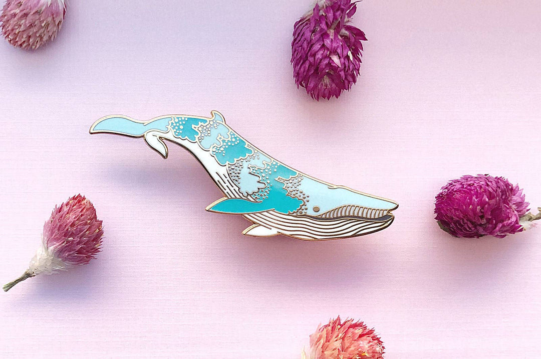 Bioluminescence Bryde's Whale Glow in the Dark Enamel Pin