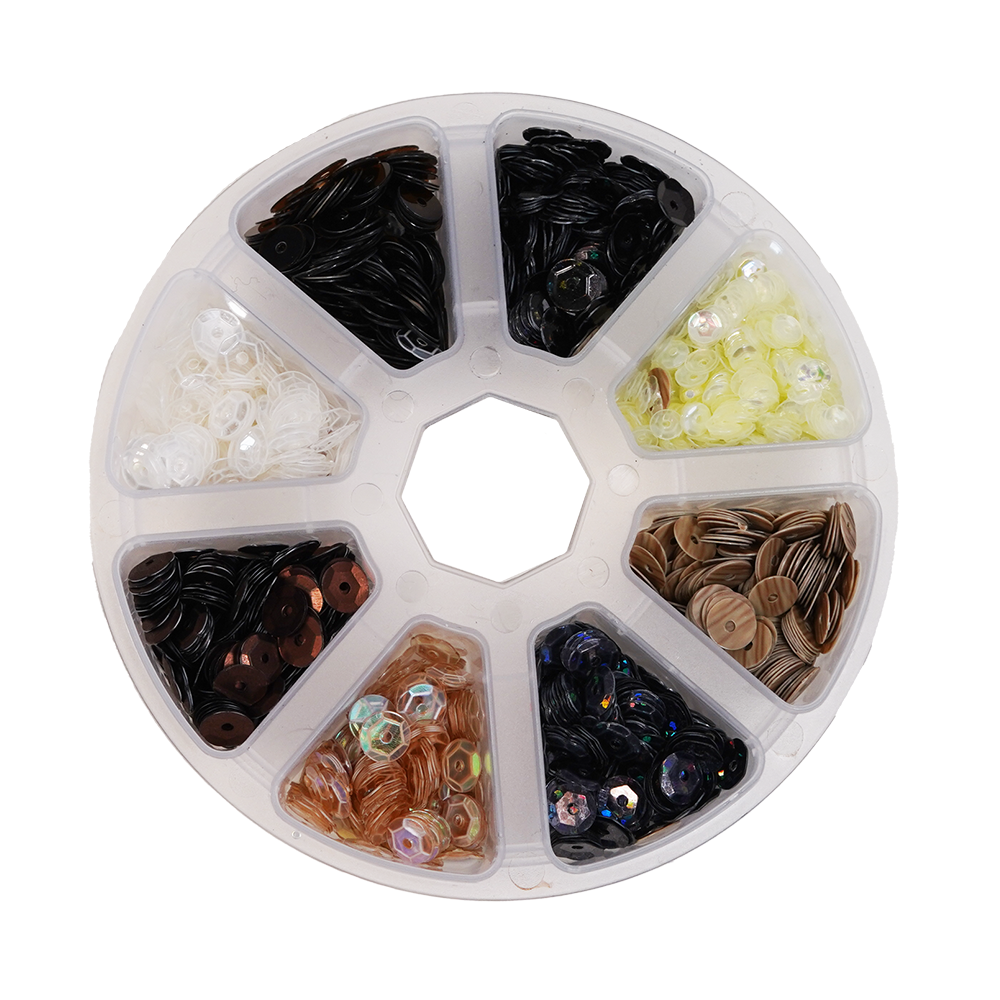 Neutral Sequins in Pinwheel Container