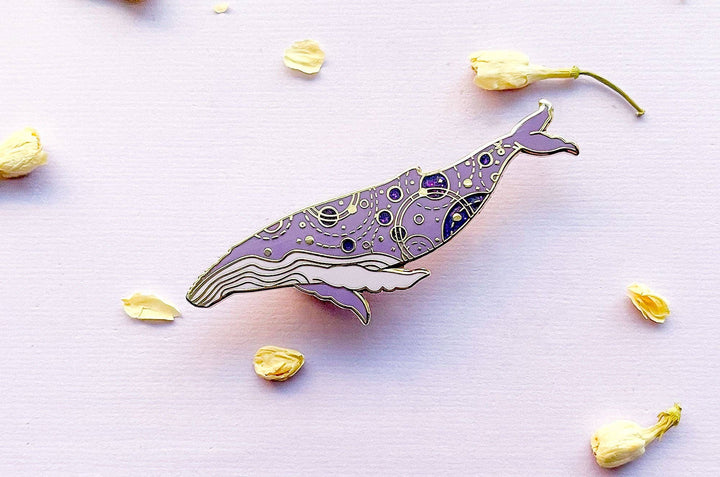 Orbital Humpback Whale Pin