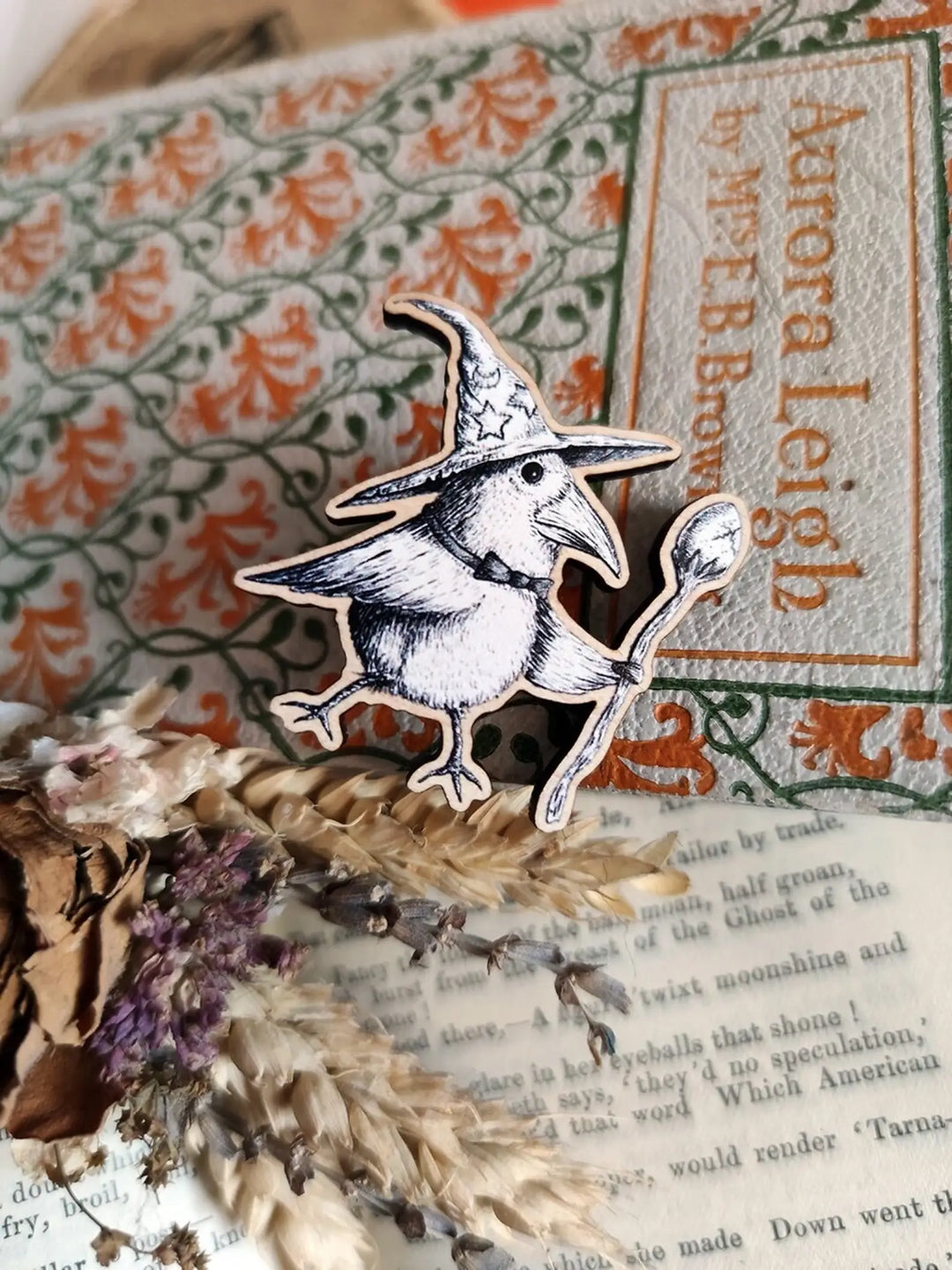 Egg Wizard Wooden Pin Badge