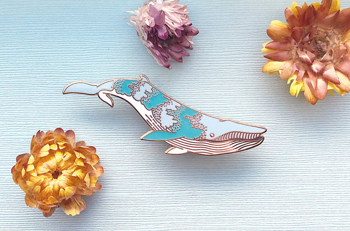 Bioluminescence Bryde's Whale Glow in the Dark Enamel Pin
