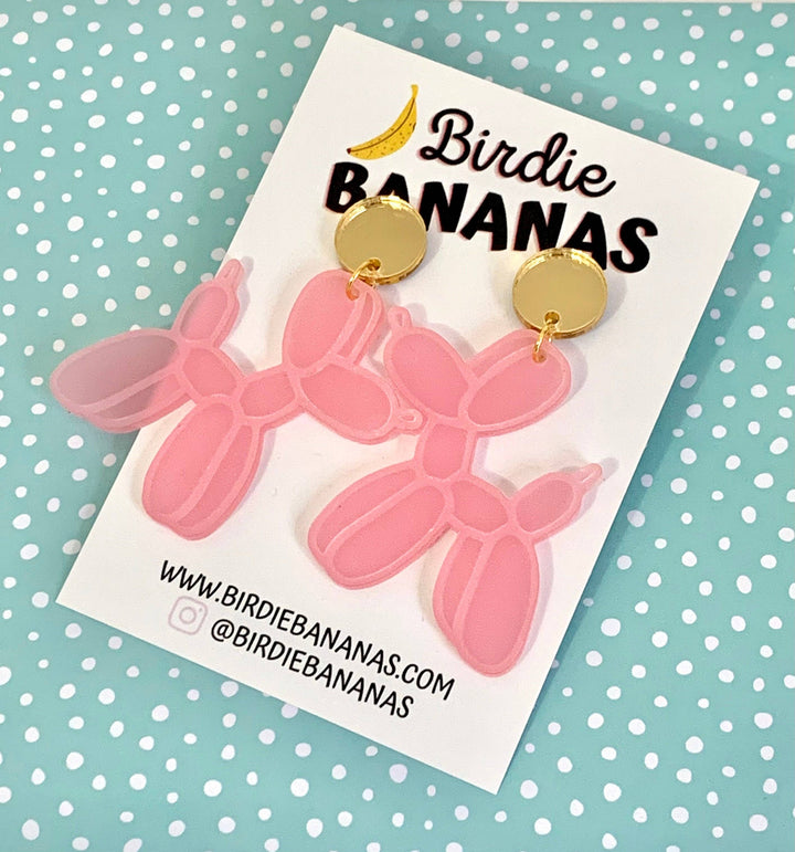 Balloon Poodle Earrings in Pink