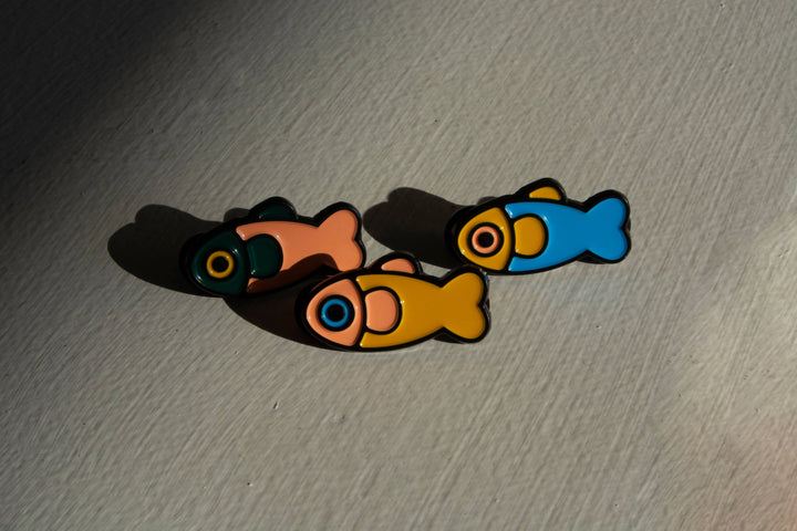 Fish Pin - Yellow / Coral