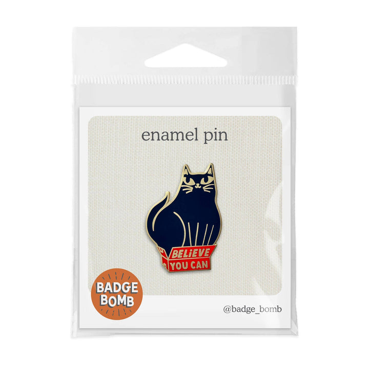 Believe You Can Black Cat Enamel Pin